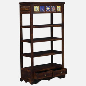 Rangrez Sheesham Wood Book Shelf In Provincial Teak Finish