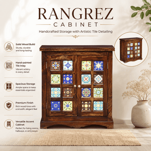 Rangrez Sheesham Wood Cabinet In Provincial Teak Finish