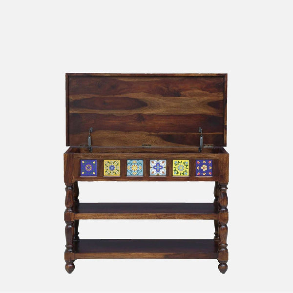 Rangrez Sheesham Wood Console Table In Provincial Teak Finish
