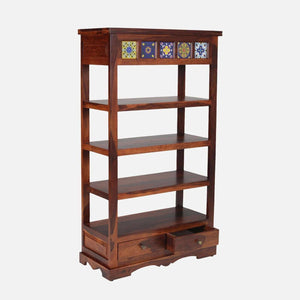 Rangrez Sheesham Wood Book Shelf In Honey Oak Finish
