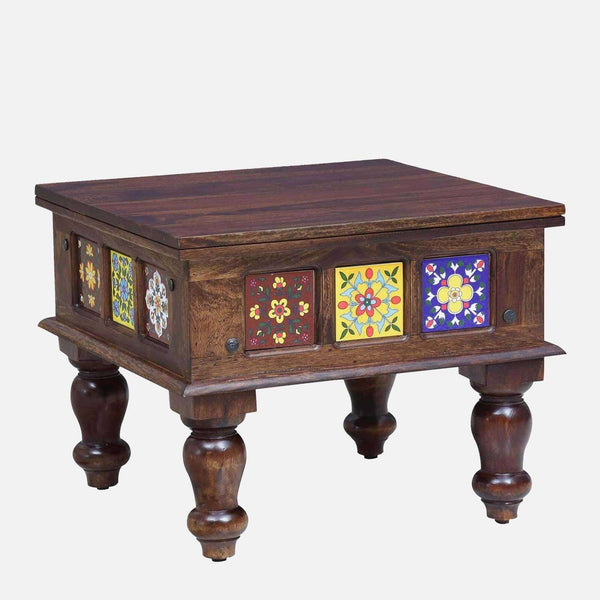 Rangrez Sheesham Wood Coffee Table In Provincial Teak Finish