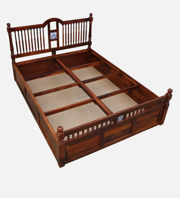 Nilaya Sheesham Wood Queen Size Bed In Honey Oak Finish With Box Storage (60 - 78 inch Mattress Size)
