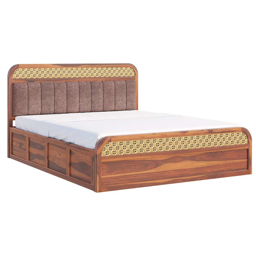 Yashvi Solid Wood Queen Size Hydrulic Storage Bed In Honey Oak Finish (Brown) (60 - 78 inch)