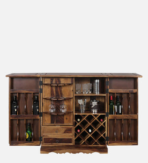 Rangrez Sheesham Wood Bar Cabinet In Provincial Teak Finish