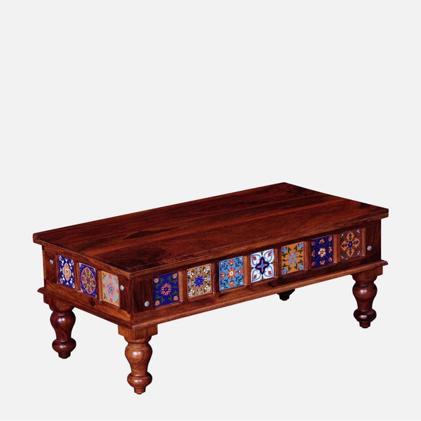 Rangrez Sheesham Wood Large Coffee Table In Honey Oak Finish