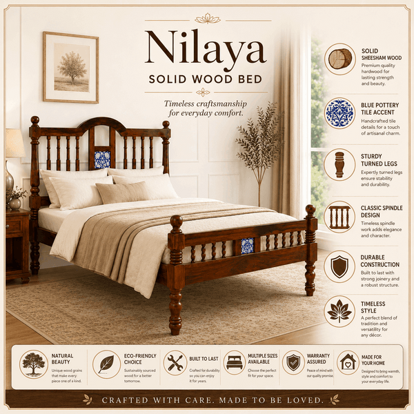 Nilaya Sheesham Wood Single Bed In Honey Oak Finish (36 - 78 inch Mattress Size)