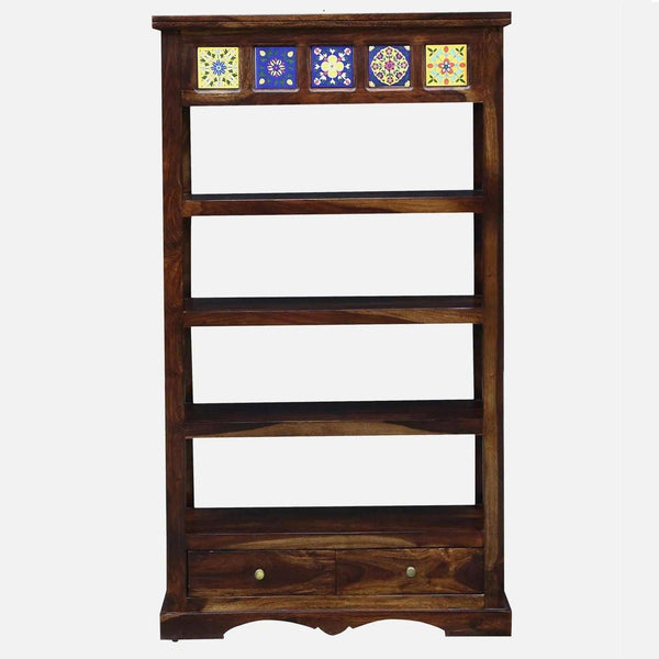Rangrez Sheesham Wood Book Shelf In Provincial Teak Finish