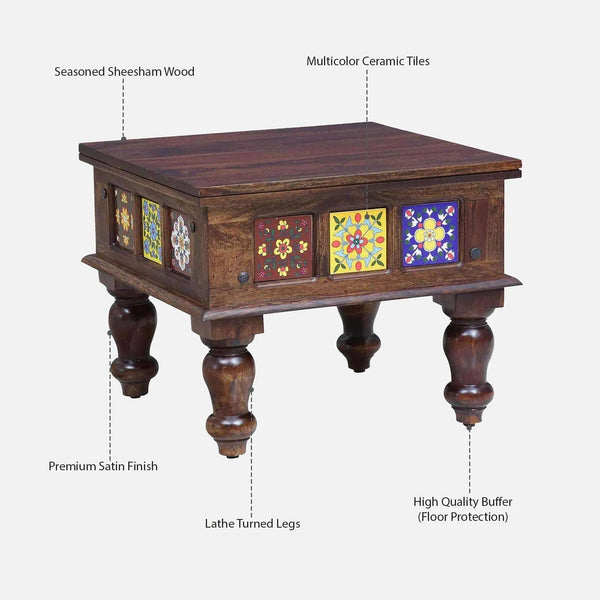 Rangrez Sheesham Wood Coffee Table In Provincial Teak Finish