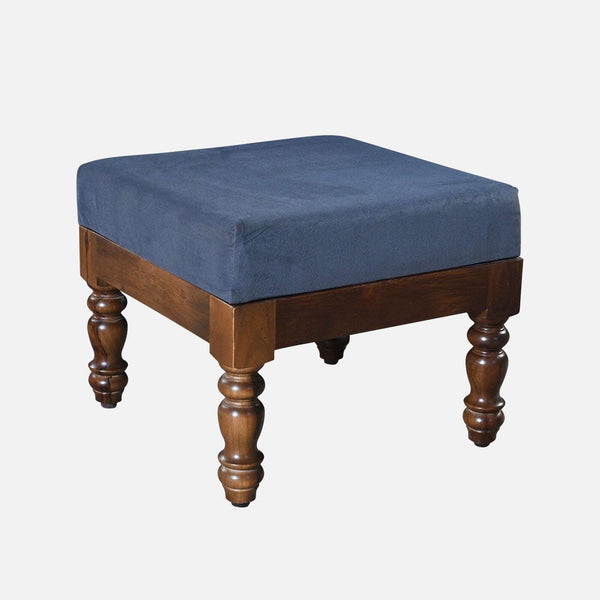 Nilaya Sheesham Wood Nesting Coffee Table Set in Provincial Teak Finish With Cushioned Stools