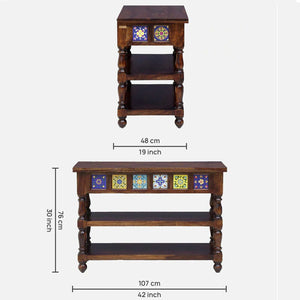 Rangrez Sheesham Wood Console Table In Provincial Teak Finish