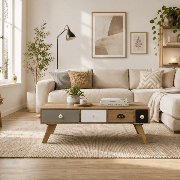Herman Solid Wood Coffee Table In Natural Finish By Bohemiana