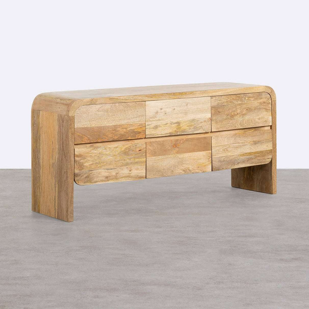 Stigen Solid Mango Wood Sideboard with 6 Drawers in Natural Finish