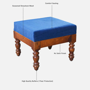 Nilaya Sheesham Wood Nesting Coffee Table Set in Honey Oak Finish With Cushioned Stools