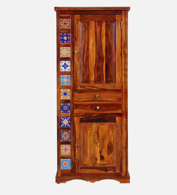 Rangrez Sheesham Wood Bar Cabinet In Honey Oak Finish