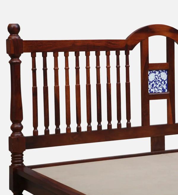 Nilaya Sheesham Wood Queen Size Bed In Honey Oak Finish (60 - 78 inch Mattress Size)