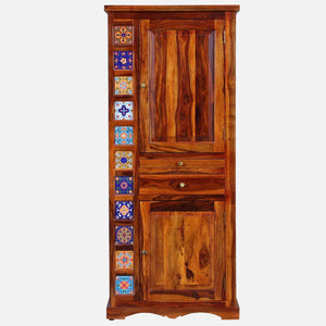 Rangrez Sheesham Wood Bar Cabinet In Honey Oak Finish