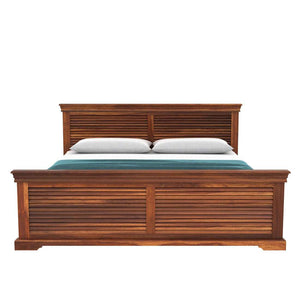 Hearti Sheesham Wood Queen Size Bed In Teak Finish With Box Storage (60 x 78 inches)