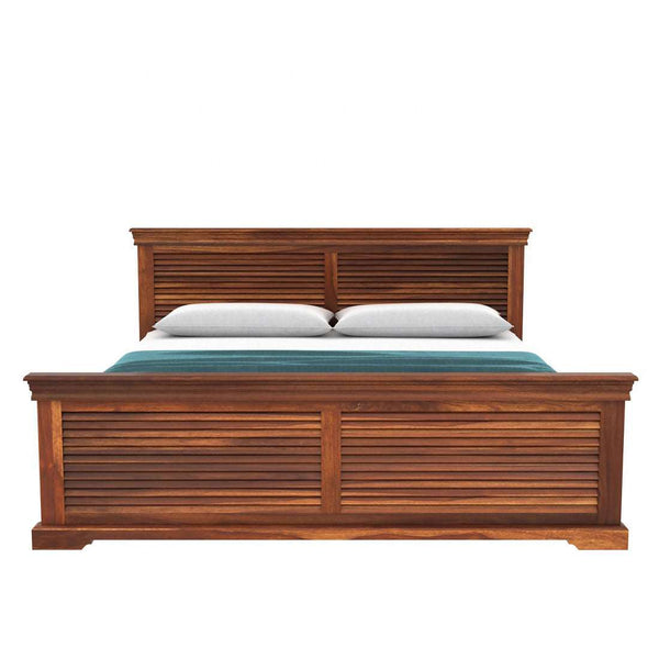 Hearti Sheesham Wood Queen Size Bed In Teak Finish With Box Storage (60 x 78 inches)