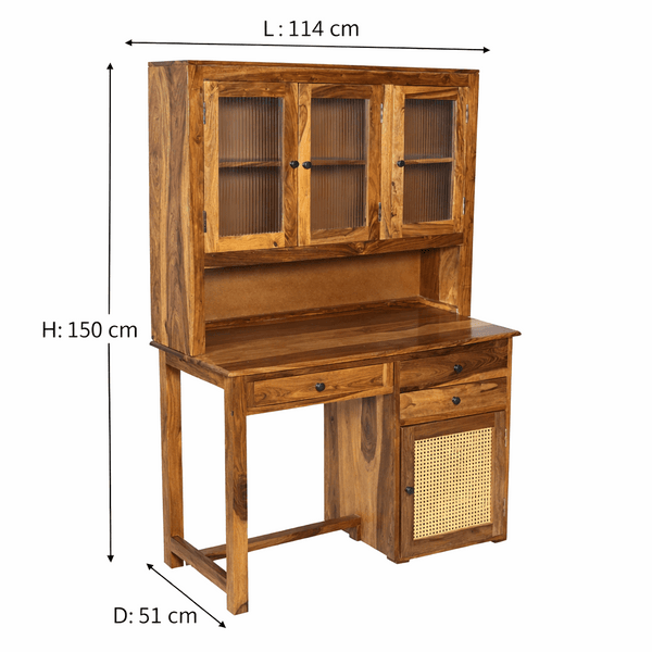 Peo Sheesham Wood Study Table in Teak Finish