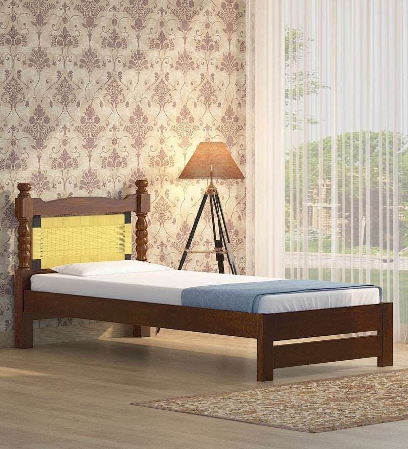 Rapipa Sheesham Wood Single Size Bed In Teak Finish With Non Storage (36x 78 inches)