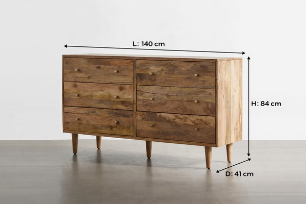 Rowling Solid Wood Chest Of 6 Drawers In Matte Finish