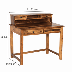 Lili Sheesham Wood Study Table in Teak Finish