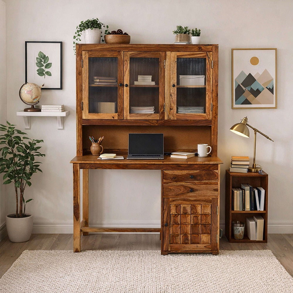 Deo Sheesham Wood Study Table in Teak Finish