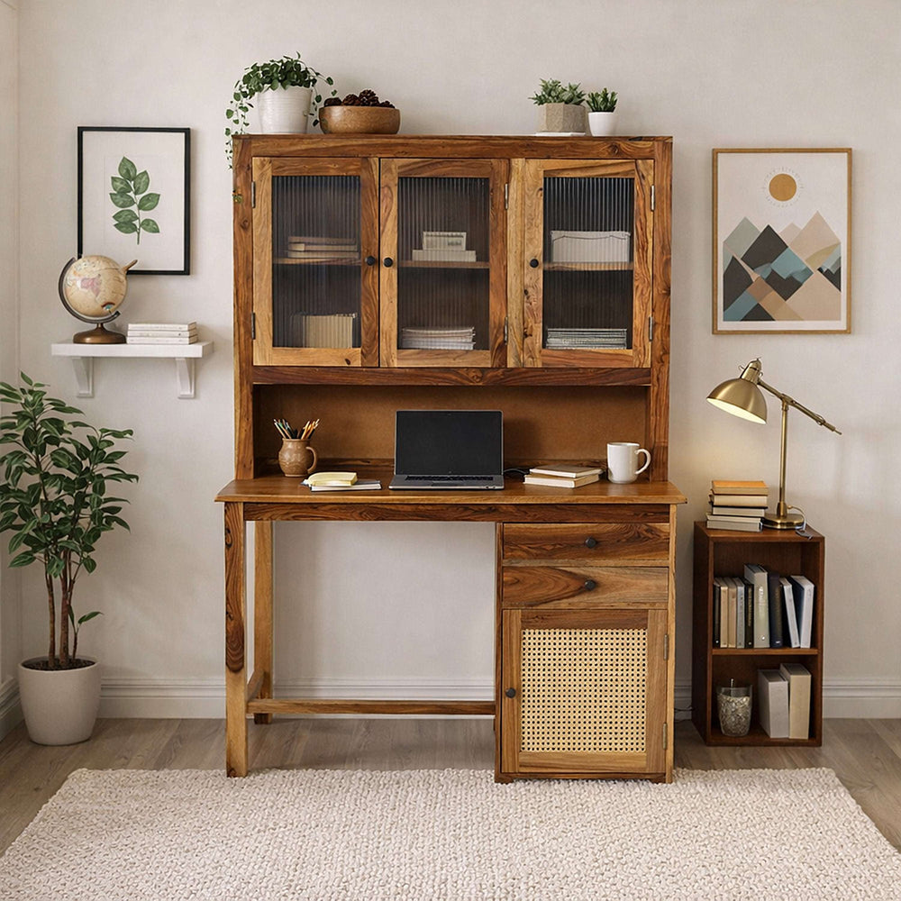 Peo Sheesham Wood Study Table in Teak Finish