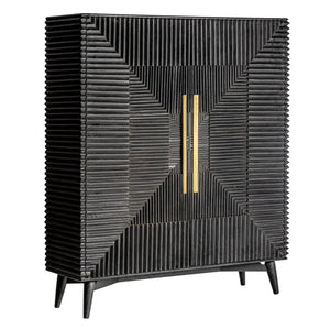 Aamaya Solid Mango Wood Cabinet with Two Door in Black Finish