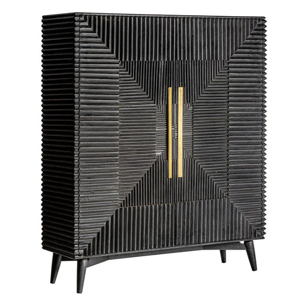 Aamaya Solid Mango Wood Cabinet with Two Door in Black Finish