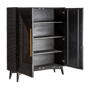 Aamaya Solid Mango Wood Cabinet with Two Door in Black Finish