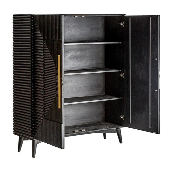 Aamaya Solid Mango Wood Cabinet with Two Door in Black Finish