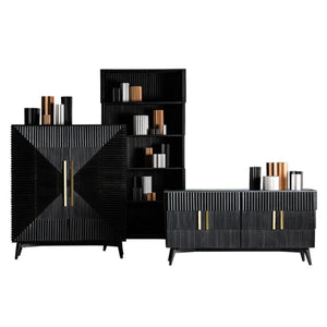 Aamaya Solid Mango Wood Cabinet with Two Door in Black Finish