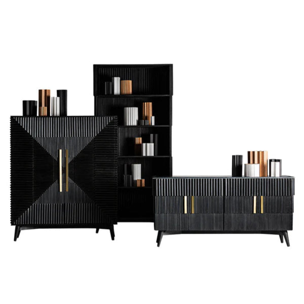 Aamaya Solid Mango Wood Cabinet with Two Door in Black Finish