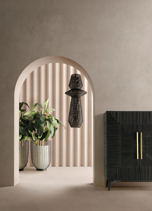 Aamaya Solid Mango Wood Cabinet with Two Door in Black Finish
