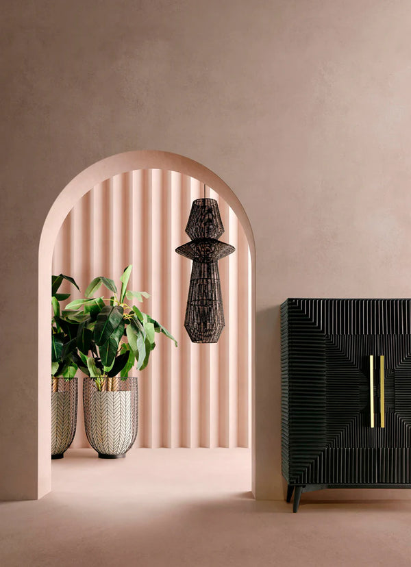 Aamaya Solid Mango Wood Cabinet with Two Door in Black Finish