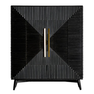 Aamaya Solid Mango Wood Cabinet with Two Door in Black Finish