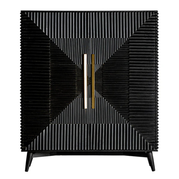 Aamaya Solid Mango Wood Cabinet with Two Door in Black Finish