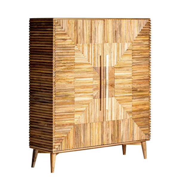 Aamaya Solid Mango Wood Cabinet with Two Door in Natural Finish