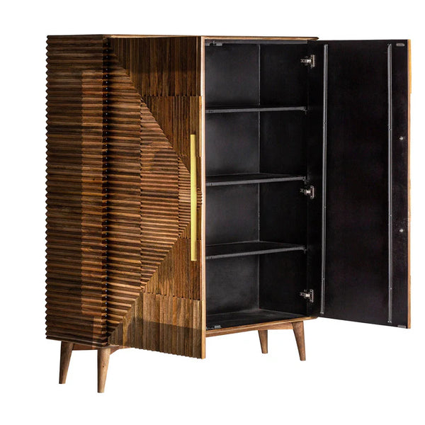 Aamaya Solid Mango Wood Cabinet with Two Door in Natural Finish