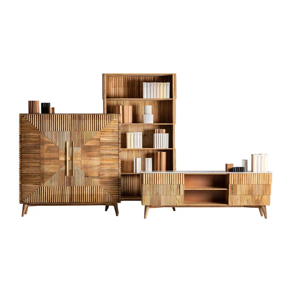Aamaya Solid Mango Wood Cabinet with Two Door in Natural Finish
