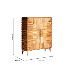 Aamaya Solid Mango Wood Cabinet with Two Door in Natural Finish