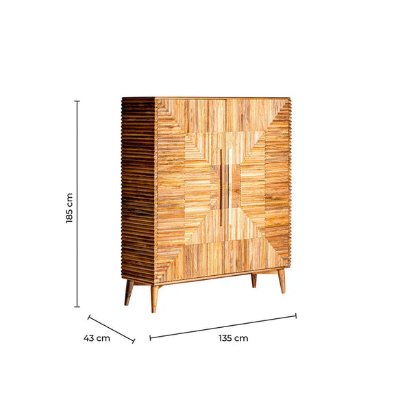 Aamaya Solid Mango Wood Cabinet with Two Door in Natural Finish