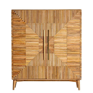 Aamaya Solid Mango Wood Cabinet with Two Door in Natural Finish