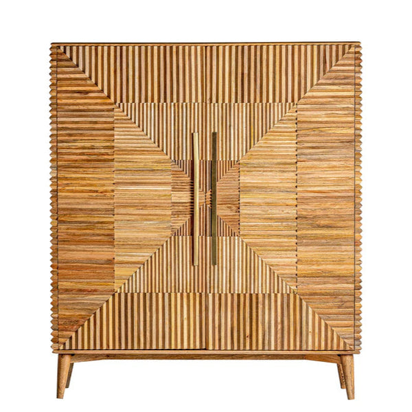 Aamaya Solid Mango Wood Cabinet with Two Door in Natural Finish
