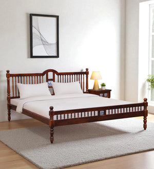 Nilaya Sheesham Wood King Size Bed In Honey Oak Finish (72 - 78 inch Mattress Size)