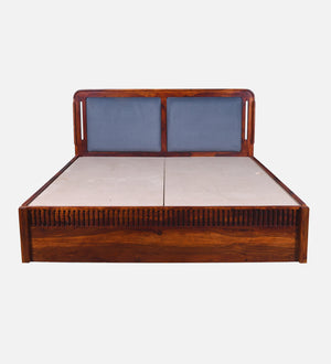Lotus Sheesham Wood Queen Size Bed In Honey Oak FinishWith Box Storage (60 x 78 inches)