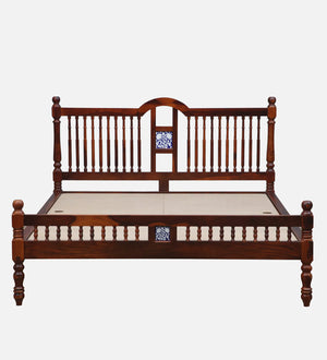 Nilaya Sheesham Wood Queen Size Bed In Honey Oak Finish (60 - 78 inch Mattress Size)