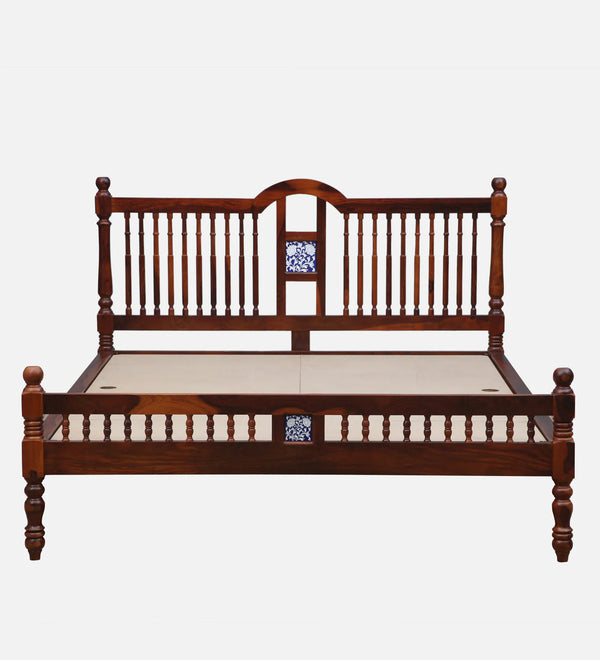 Nilaya Sheesham Wood Queen Size Bed In Honey Oak Finish (60 - 78 inch Mattress Size)