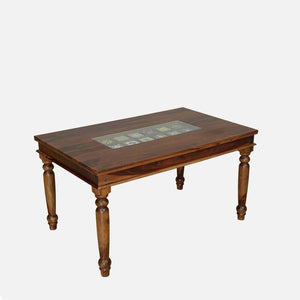 Rangrez Sheesham Wood 6 Seater Dining Set In Provincial Teak Finish With Cushioned Chair